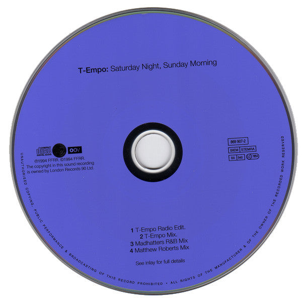 T-Empo : Saturday Night, Sunday Morning (CD, Maxi)