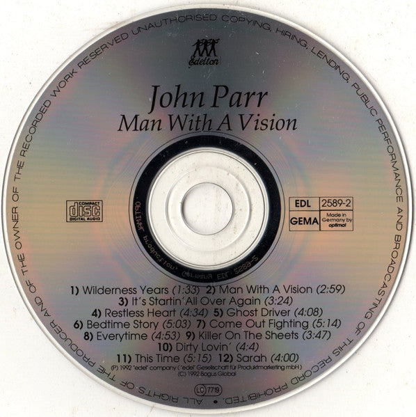 John Parr : Man With A Vision (CD, Album)