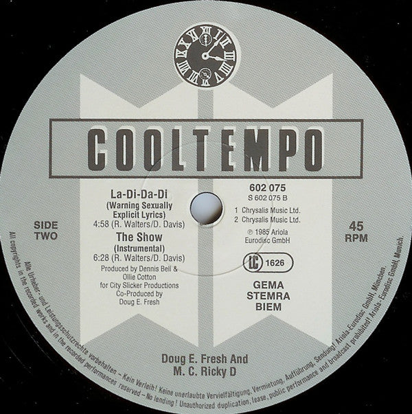 Doug E. Fresh And The Get Fresh Crew : The Show & La Di Da Di (12", Maxi)
