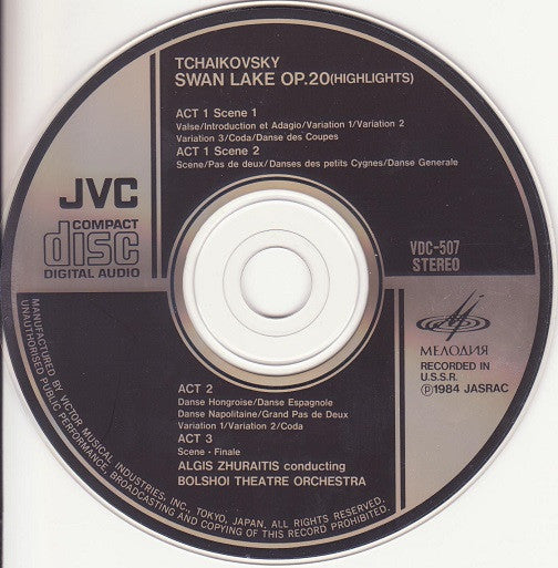 Pyotr Ilyich Tchaikovsky, Algis Žiūraitis • Bolshoi Theatre Orchestra : Swan Lake - Highlights (CD, Album)