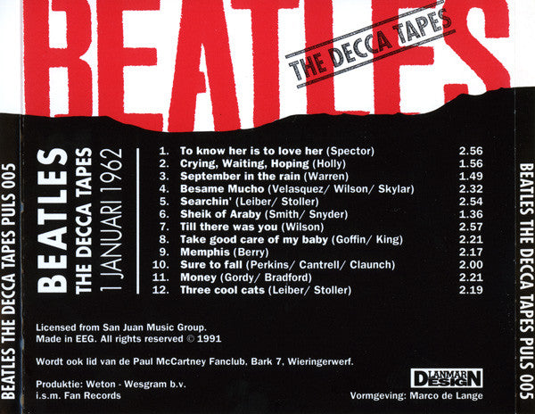 The Beatles : The Decca Tapes (CD, Comp, Unofficial)