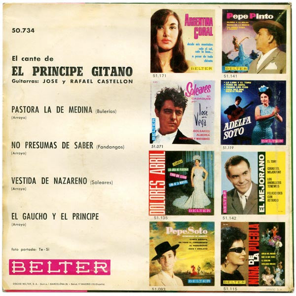 El Príncipe Gitano : El Cante De El Principe Gitano (7", EP)