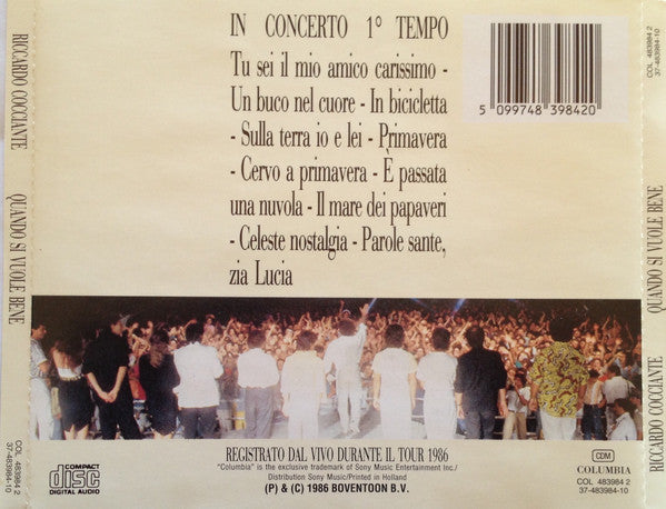 Riccardo Cocciante : In Concerto 1°Tempo Quando Si Vuole Bene (CD, Album, RE, Nic)