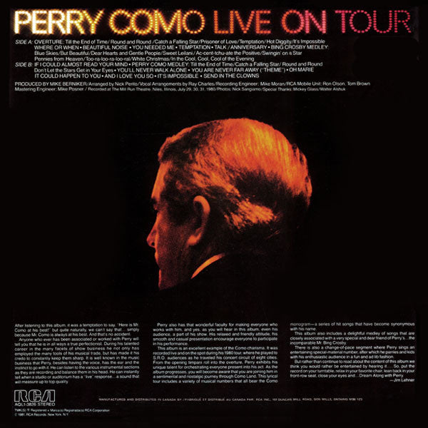 Perry Como : Perry Como Live On Tour (LP, Album)