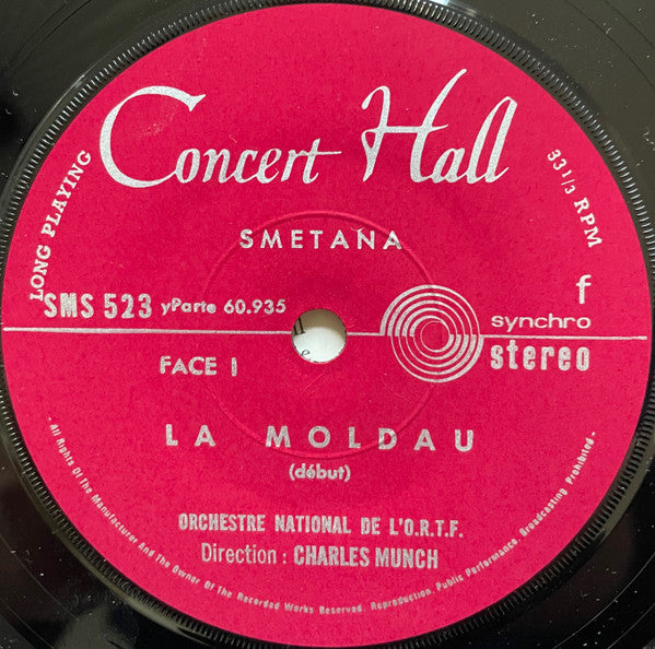 Bedřich Smetana / Orchestre National De France Conductor Charles Munch : The Moldau (7")
