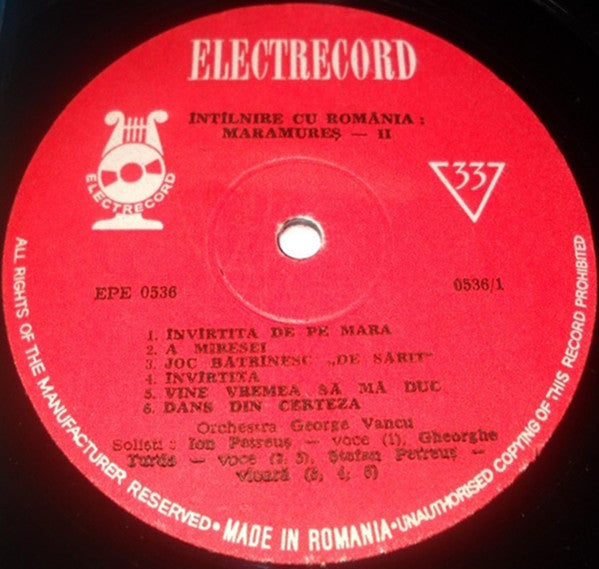 Orchestra George Vancu : Maramureș II (LP, Album, Mono, RE, Red)