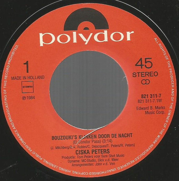 Ciska Peters : Bouzouki's Klinken Door De Nacht (7", Single)