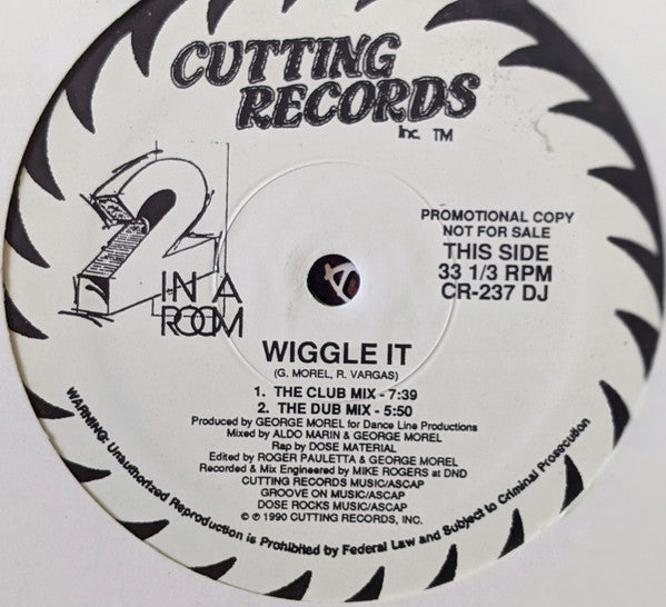 2 In A Room : Wiggle It (12", Promo)