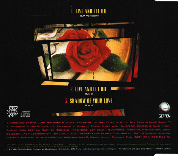 Guns N' Roses : Live And Let Die   (CD, Maxi, RP)