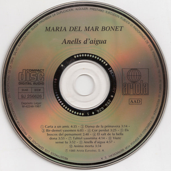 Maria del Mar Bonet : Anells D'aigua (CD, Album, RE)