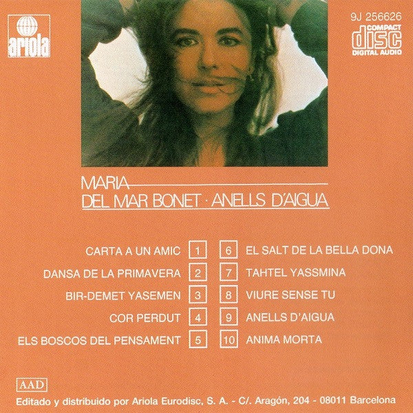 Maria del Mar Bonet : Anells D'aigua (CD, Album, RE)