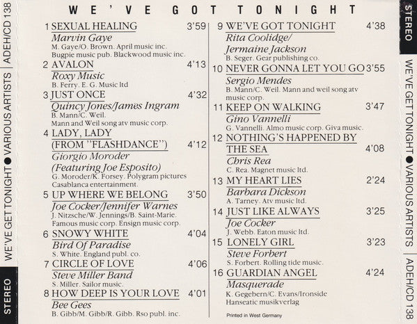Various : We've Got Tonight (CD, Comp)
