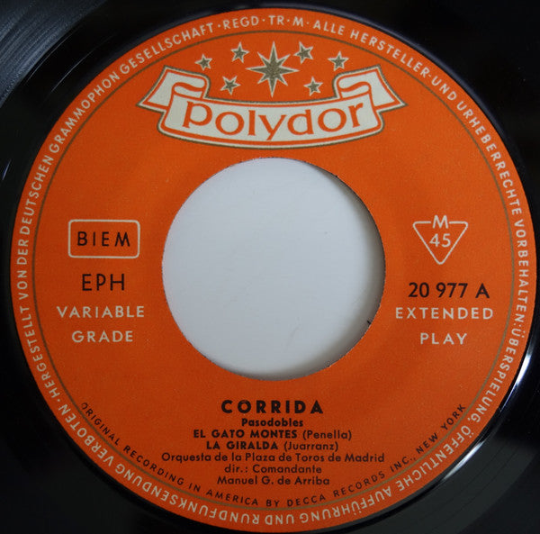 Orquesta De La Plaza De Toros De Madrid : Corrida Pasodobles (7", EP, Mono)