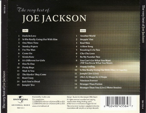Joe Jackson : The Very Best Of Joe Jackson (2xCD, Comp)