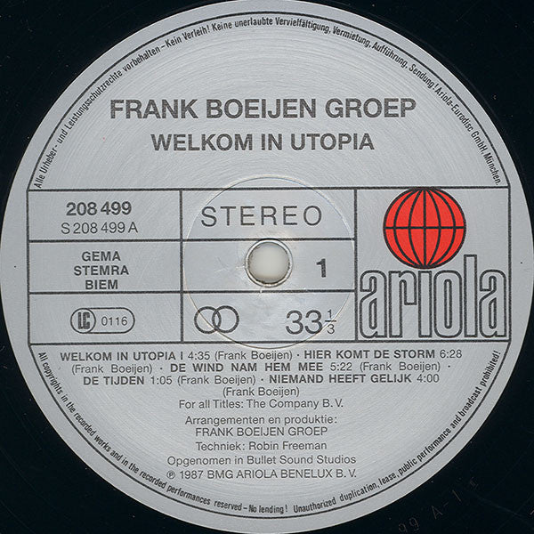 Frank Boeijen Groep : Welkom In Utopia (LP, Album, RP, DMM)