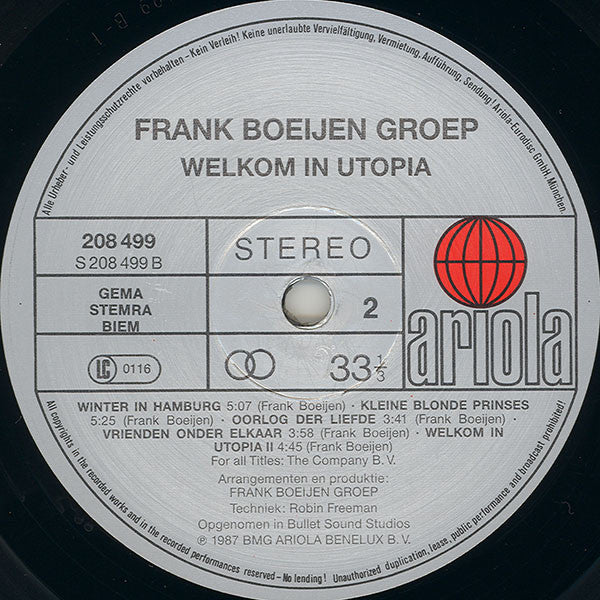 Frank Boeijen Groep : Welkom In Utopia (LP, Album, RP, DMM)