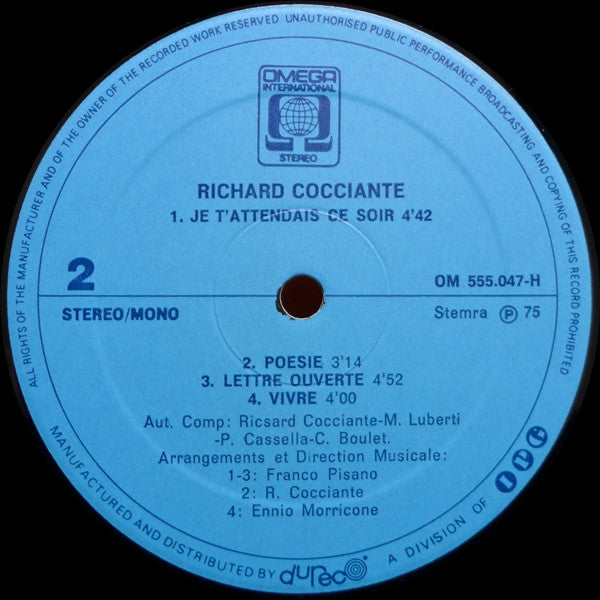 Riccardo Cocciante : "Quand Un Amour" (LP, Album)