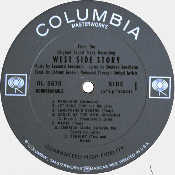 Leonard Bernstein : West Side Story (The Original Sound Track Recording) (LP, Album, Mono, RE, Gat)