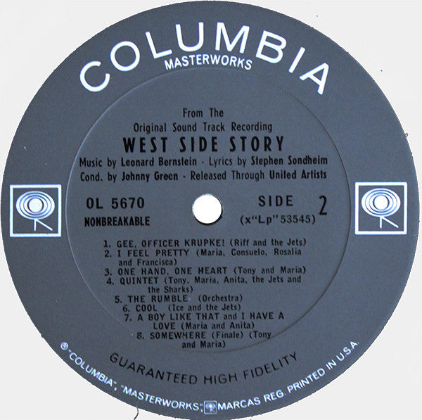 Leonard Bernstein : West Side Story (The Original Sound Track Recording) (LP, Album, Mono, RE, Gat)