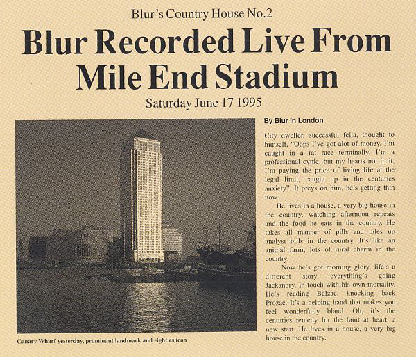 Blur : Blur's Country House No. 2 (Blur Recorded Live From Mile End Stadium, Saturday June 17 1995) (CD, Single, CD2)