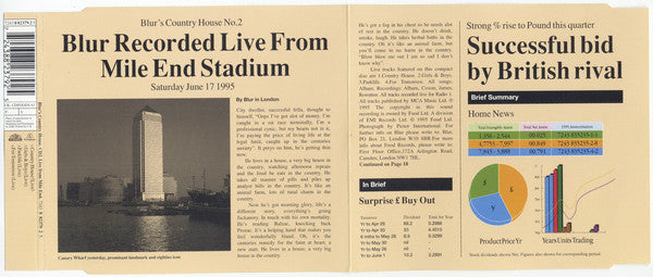 Blur : Blur's Country House No. 2 (Blur Recorded Live From Mile End Stadium, Saturday June 17 1995) (CD, Single, CD2)