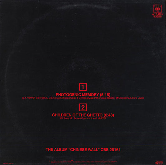 Philip Bailey : Photogenic Memory / Children Of The Ghetto (12", Maxi)