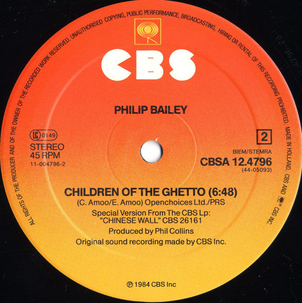 Philip Bailey : Photogenic Memory / Children Of The Ghetto (12", Maxi)