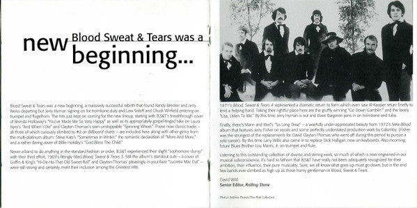 Blood, Sweat And Tears : Blood, Sweat & Tears Greatest Hits (CD, Comp, RE, RM)