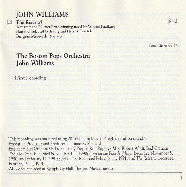 Aaron Copland, John Williams (4), Boston Pops Orchestra : Music For Stage And Screen (CD, Album)
