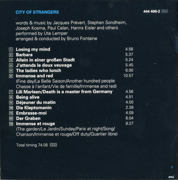 Ute Lemper : City Of Strangers (CD, Album)