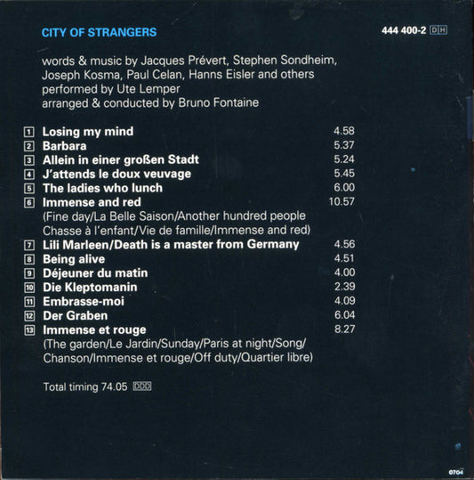 Ute Lemper : City Of Strangers (CD, Album)
