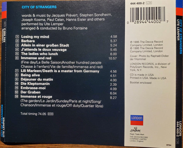 Ute Lemper : City Of Strangers (CD, Album)