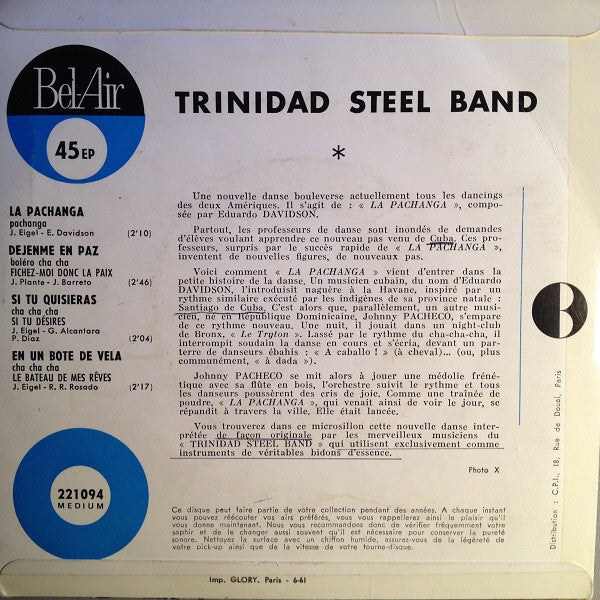 Trinidad Steel Band : La Pachanga (7", EP, Mono)