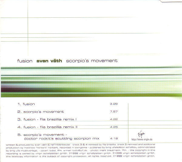 Sven Väth : Fusion / Scorpio's Movement (CD, Single)