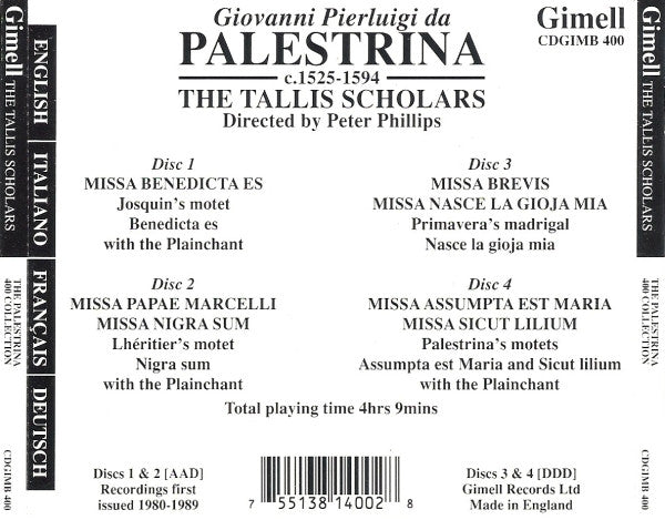 Giovanni Pierluigi da Palestrina, The Tallis Scholars, Peter Phillips (2) : The Palestrina 400 Collection (4xCD, Comp + Box)