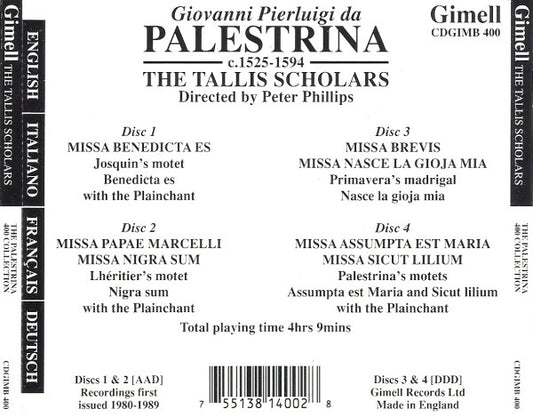 Giovanni Pierluigi da Palestrina, The Tallis Scholars, Peter Phillips (2) : The Palestrina 400 Collection (4xCD, Comp + Box)