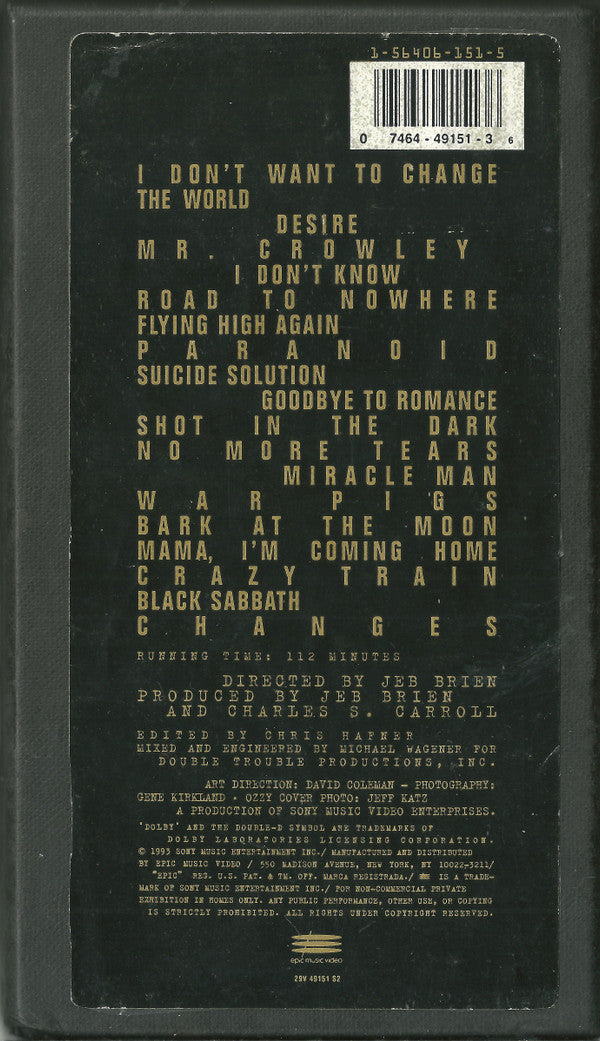 Ozzy Osbourne : Live & Loud (VHS, Album, Dlx, Ltd, S/Edition, NTSC, Dol)