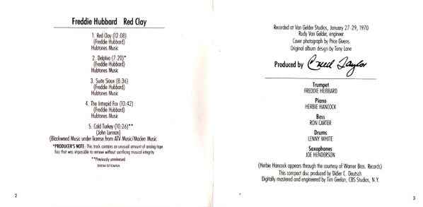 Freddie Hubbard : Red Clay (CD, Album, RE, RM)