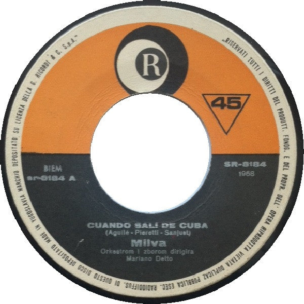 Milva : Cuando Sali De Cuba (Quando Una Stella Cade) (7")