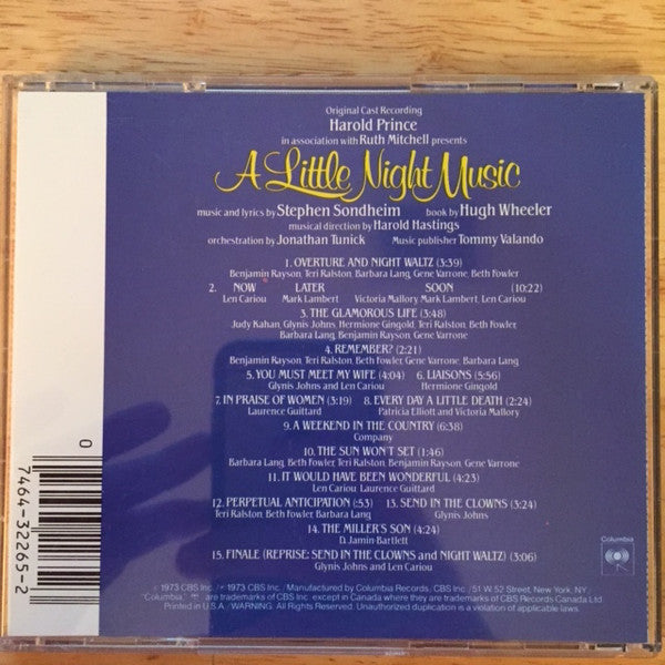 Stephen Sondheim, A Little Night Music Original Broadway Cast, Company : A Little Night Music (Original Cast Recording) (CD, Album, RE, RM)