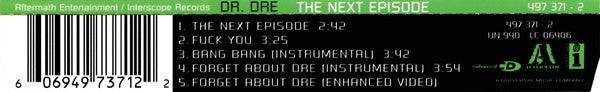 Dr. Dre Featuring Snoop Dogg : The Next Episode (CD, Single, Enh)