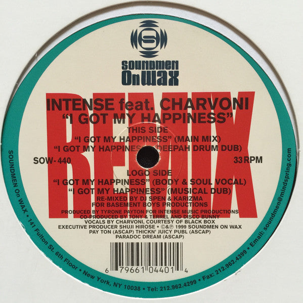 Intense (2) Feat. Charvoni : I Got My Happiness (Remixes) (12")