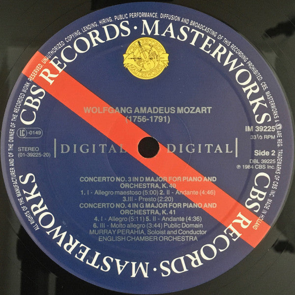 Murray Perahia / Wolfgang Amadeus Mozart, English Chamber Orchestra : Piano Concerti Nos. 1-4, K. 37, 39, 40, 41 (LP, Album)