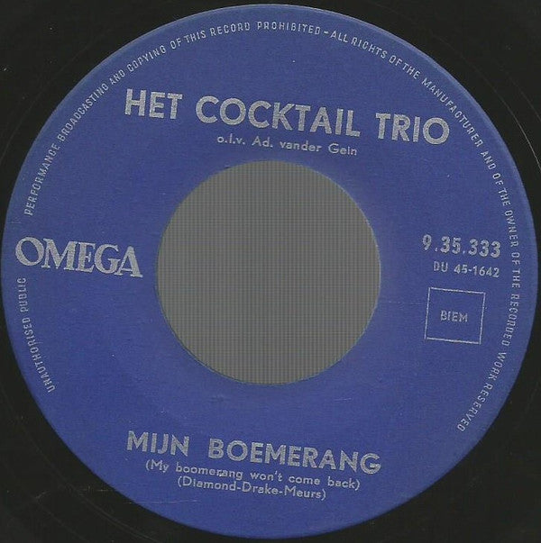 Cocktail Trio : Kom In Mijn Wigwam (7", Single)