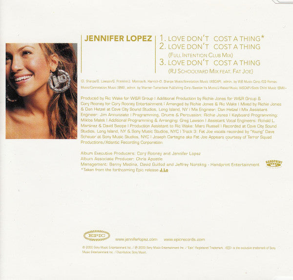 Jennifer Lopez : Love Don't Cost A Thing (CD, Maxi)