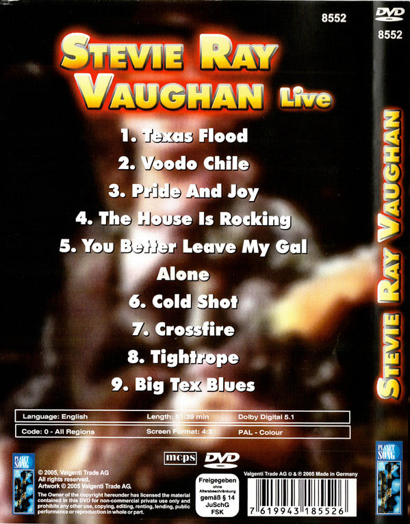 Stevie Ray Vaughan : Live: Most Famous Hits (DVD-V, Unofficial, PAL)