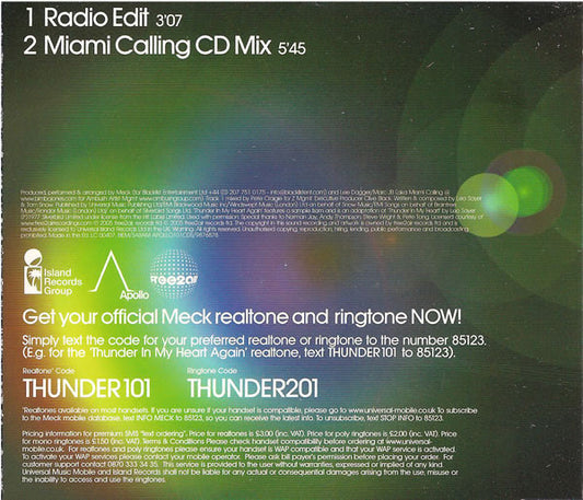 Meck (2) Feat. Leo Sayer : Thunder In My Heart Again (CD, Single)