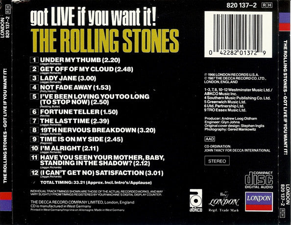 The Rolling Stones : Got Live If You Want It! (CD, Album, RE)
