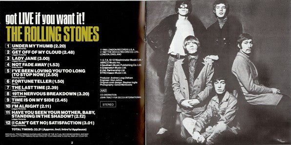 The Rolling Stones : Got Live If You Want It! (CD, Album, RE)