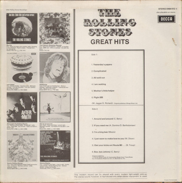 The Rolling Stones : Great Hits (LP, Comp)